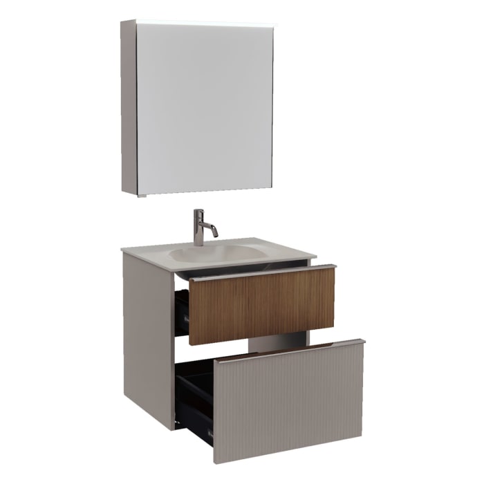 burgbad Fiumo 2.0 Badmöbelset 62 cm mit Waschtisch mit Unterschrank mit Griff G0146 und Spiegelschrank