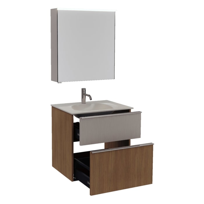 burgbad Fiumo 2.0 Badmöbelset 62 cm mit Waschtisch mit Unterschrank mit Griff G0146 und Spiegelschrank