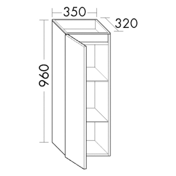 burgbad Fiumo 2.0 Halbhoher Schrank 35 x 32 x 96 cm mit Griff G0146