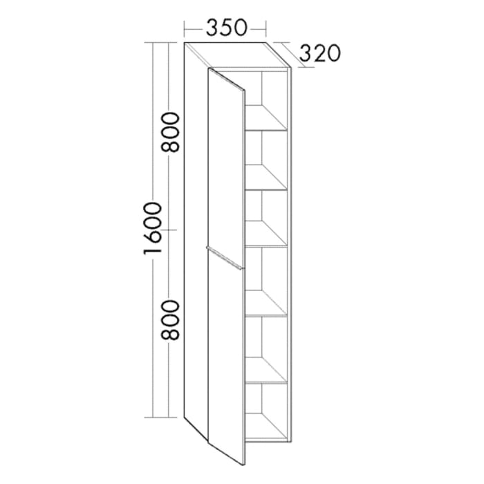 burgbad Fiumo 2.0 Hochschrank 35 x 32 x 160 cm mit Griff G0200