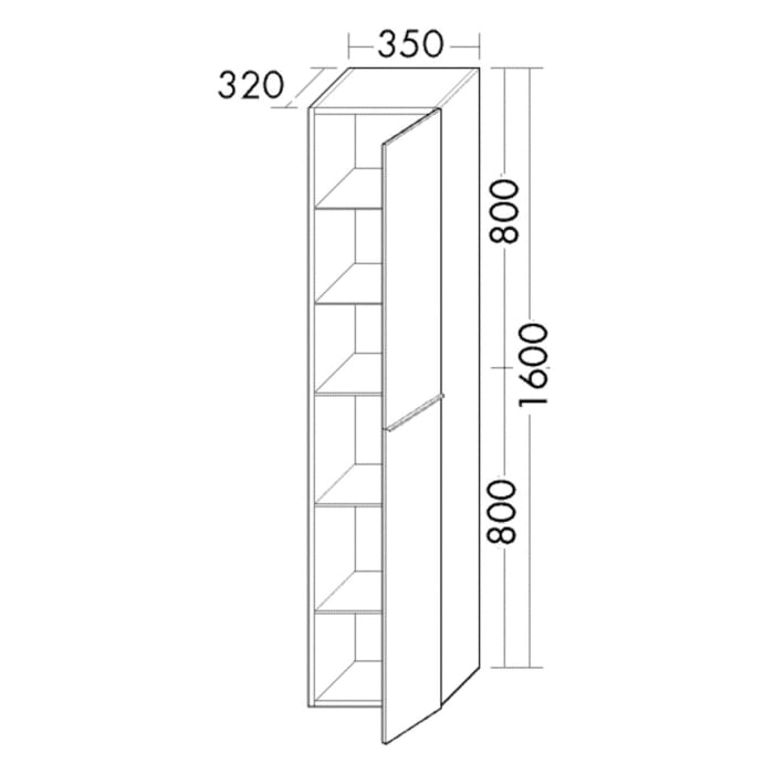burgbad Fiumo 2.0 Hochschrank 35 x 32 x 160 cm mit Griff G0146