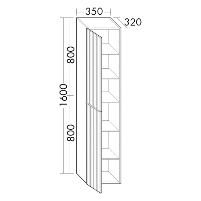 burgbad Fiumo 2.0 Hochschrank 35 x 32 x 160 cm mit Griff G0146