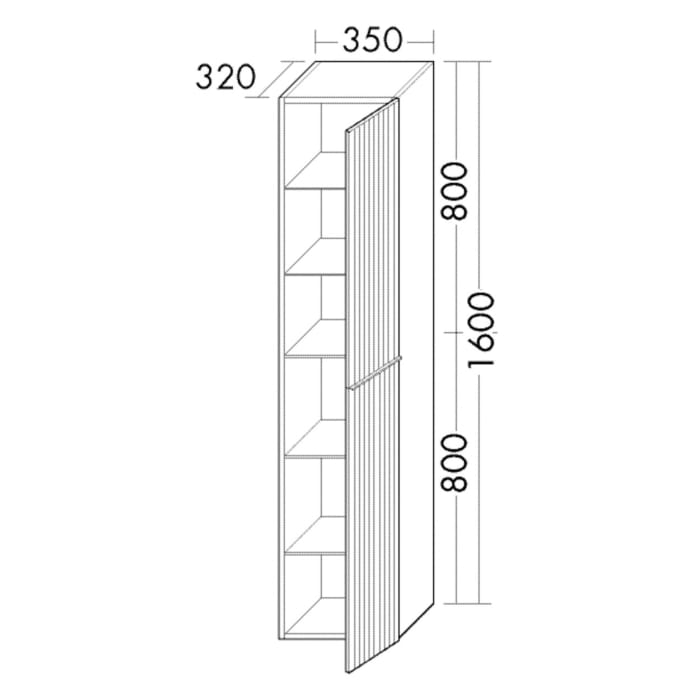 burgbad Fiumo 2.0 Hochschrank 35 x 32 x 160 cm mit Griff G0146