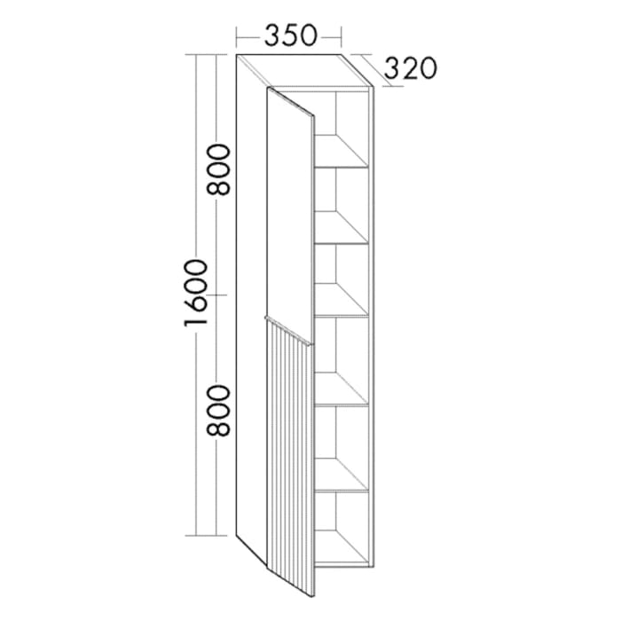 burgbad Fiumo 2.0 Hochschrank 35 x 32 x 160 cm mit Griff G0200