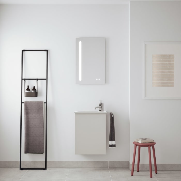 burgbad Fiumo 2.0 Spiegel 45 cm mit LED-Beleuchtung und Spiegelheizung