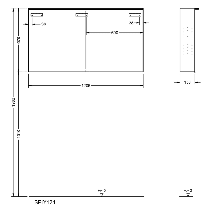 burgbad Fiumo 2.0 Spiegelschrank 120,6 cm mit LED-Aufsatzleuchte, 2 Spiegeltüren