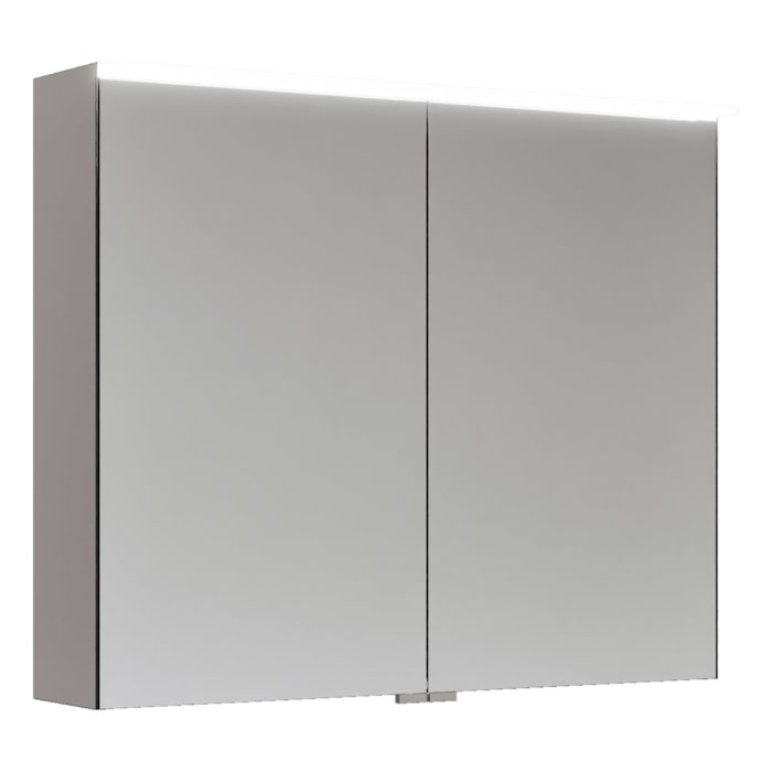 burgbad Fiumo 2.0 Spiegelschrank 80,6 cm mit LED-Aufsatzleuchte und Waschplatzbeleuchtung, 2 Spiegeltüren