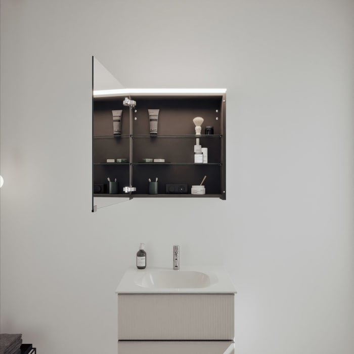 burgbad Fiumo 2.0 Spiegelschrank 60,6 cm mit LED-Aufsatzleuchte, 1 Tür, Türanschlag links