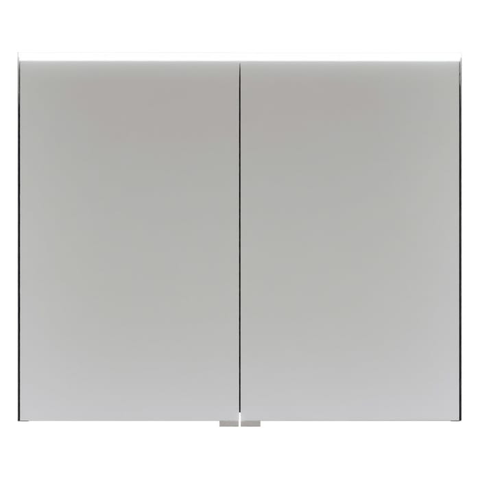 burgbad Fiumo 2.0 Spiegelschrank 80,6 cm mit LED-Aufsatzleuchte und Waschplatzbeleuchtung, 2 Spiegeltüren