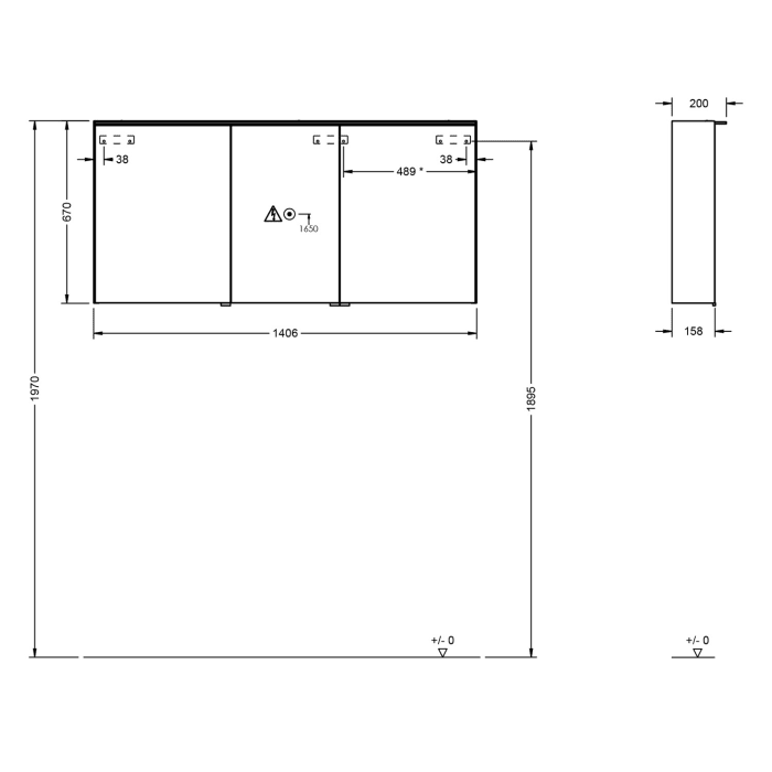 burgbad Fiumo 2.0 Spiegelschrank 140,6 cm mit LED-Aufsatzleuchte, 3 Spiegeltüren