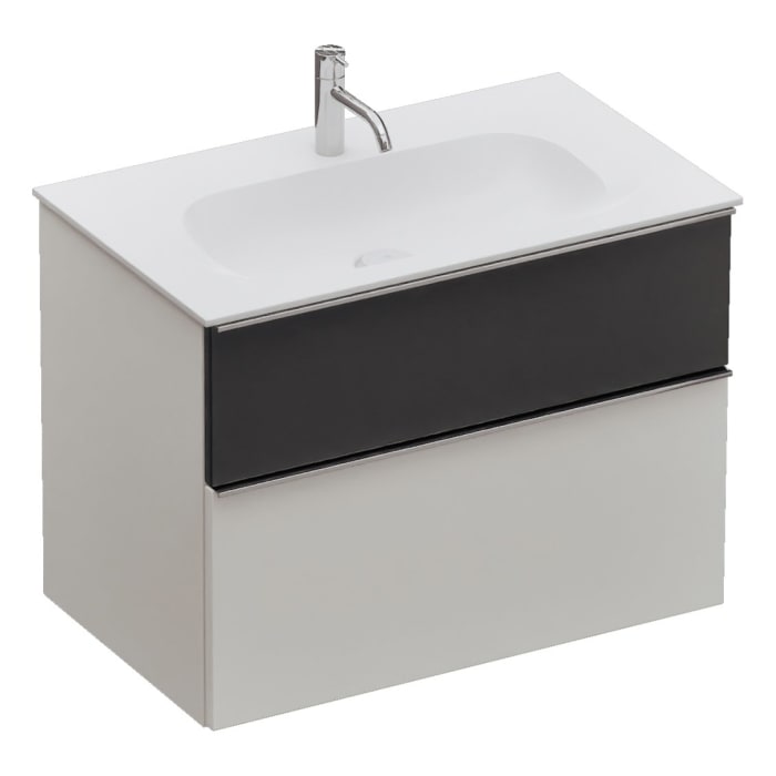 burgbad Fiumo 2.0 Mineralguss-Waschtisch mit Waschtischunterschrank 82 cm, mit Griff G0146