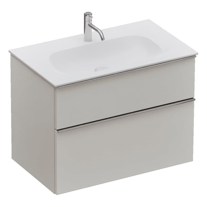 burgbad Fiumo 2.0 Mineralguss-Waschtisch mit Waschtischunterschrank 82 cm, mit Griff G0146