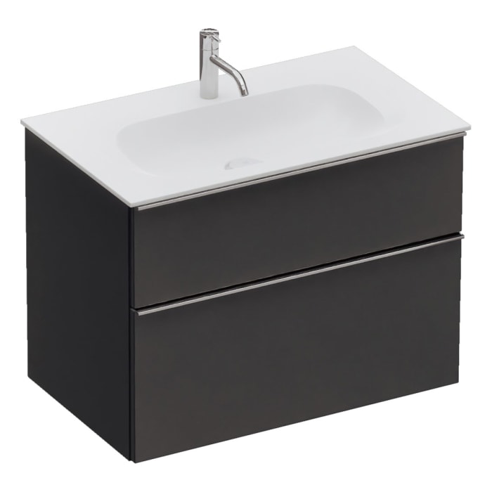 burgbad Fiumo 2.0 Mineralguss-Waschtisch mit Waschtischunterschrank 82 cm, mit Griff G0146