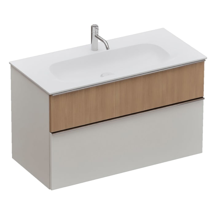 burgbad Fiumo 2.0 Mineralguss-Waschtisch mit Waschtischunterschrank 102 cm, mit Griff G0146