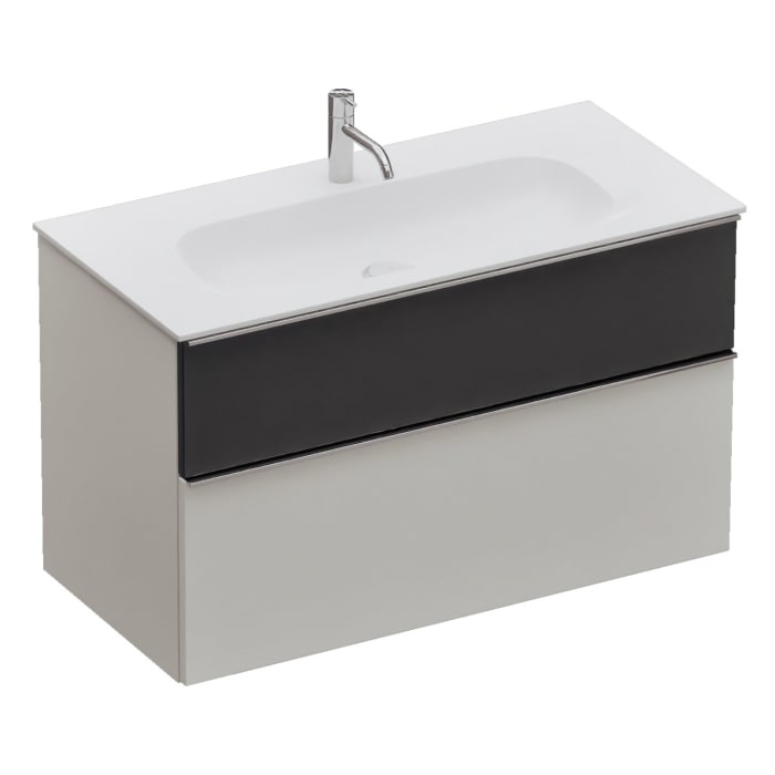 burgbad Fiumo 2.0 Mineralguss-Waschtisch mit Waschtischunterschrank 102 cm, mit Griff G0146