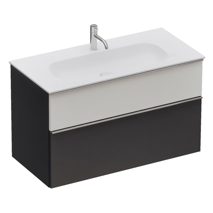 burgbad Fiumo 2.0 Mineralguss-Waschtisch mit Waschtischunterschrank 102 cm, mit Griff G0146