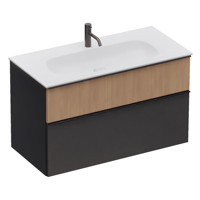 burgbad Fiumo 2.0 Mineralguss-Waschtisch mit Waschtischunterschrank 102 cm, mit Griff G0200