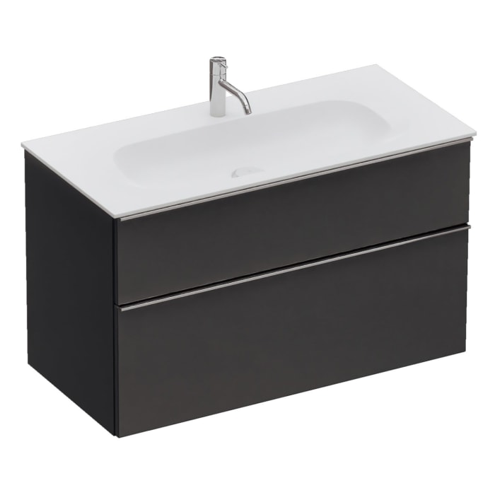 burgbad Fiumo 2.0 Mineralguss-Waschtisch mit Waschtischunterschrank 102 cm, mit Griff G0146