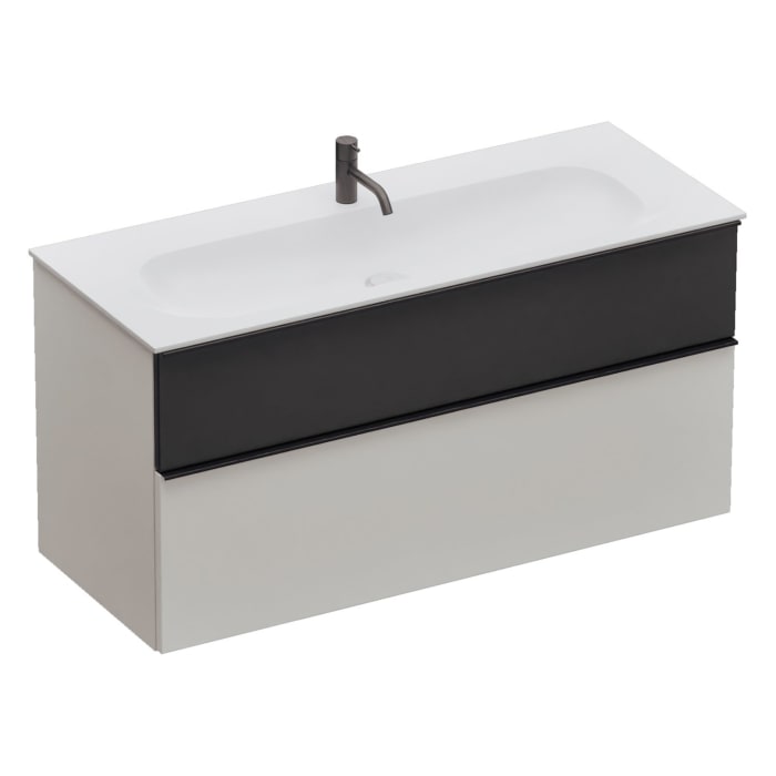 burgbad Fiumo 2.0 Mineralguss-Waschtisch mit Waschtischunterschrank 122 cm, mit Griff G0200