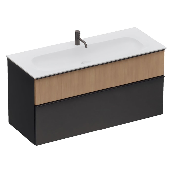 burgbad Fiumo 2.0 Mineralguss-Waschtisch mit Waschtischunterschrank 122 cm, mit Griff G0200