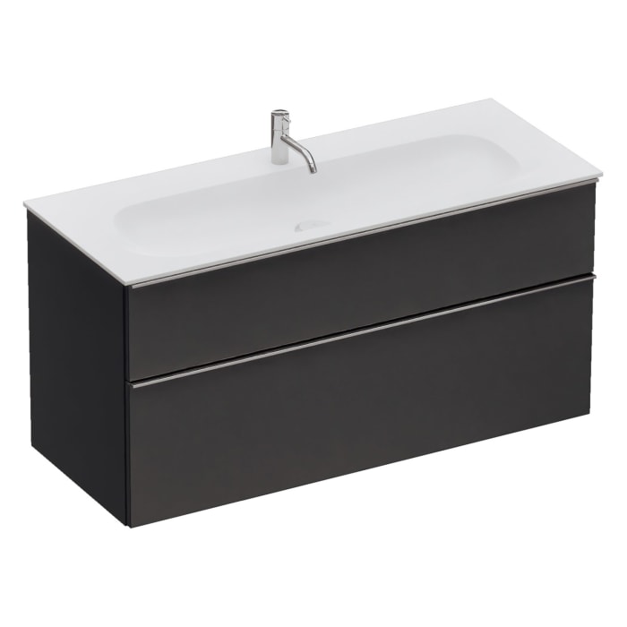 burgbad Fiumo 2.0 Mineralguss-Waschtisch mit Waschtischunterschrank 122 cm, mit Griff G0146