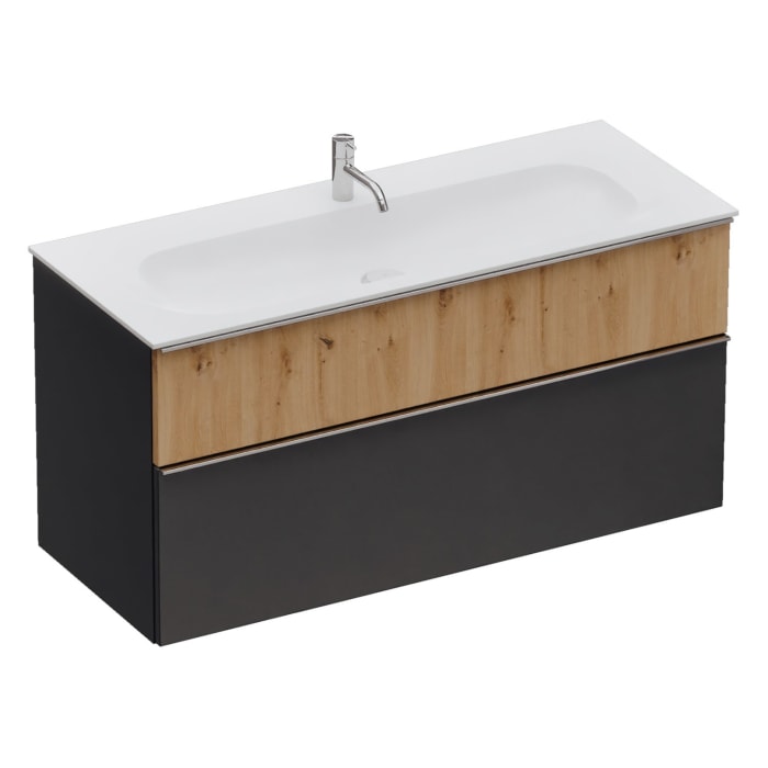 burgbad Fiumo 2.0 Mineralguss-Waschtisch mit Waschtischunterschrank 122 cm, mit Griff G0146