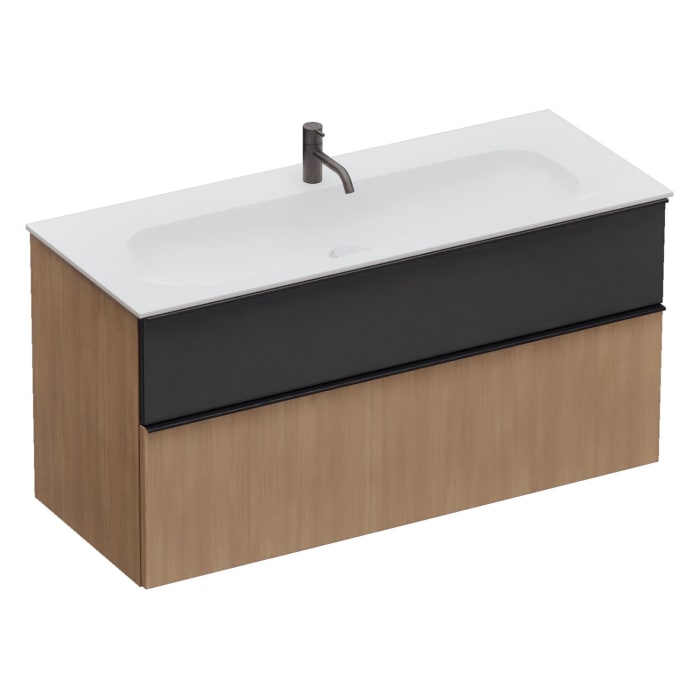 burgbad Fiumo 2.0 Mineralguss-Waschtisch mit Waschtischunterschrank 122 cm, mit Griff G0200