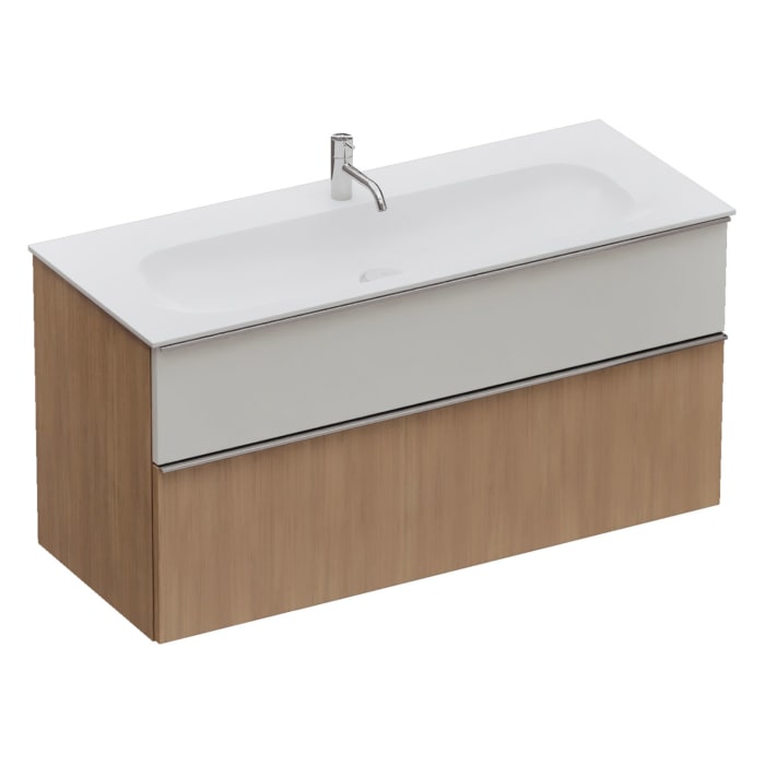 burgbad Fiumo 2.0 Mineralguss-Waschtisch mit Waschtischunterschrank 122 cm, mit Griff G0146