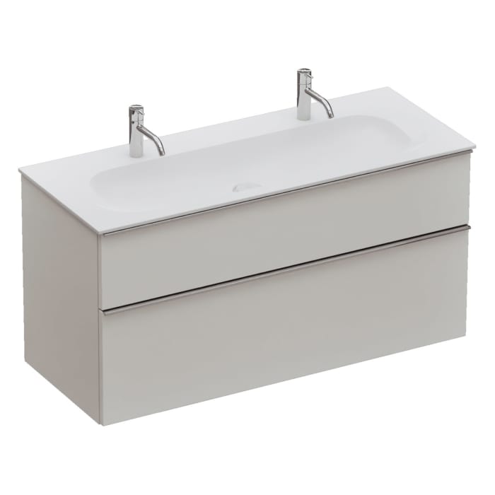 burgbad Fiumo 2.0 Mineralguss-Waschtisch mit Waschtischunterschrank 122 cm, mit Griff G0146