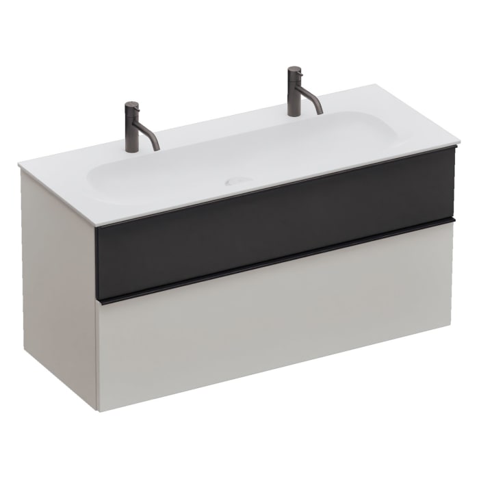 burgbad Fiumo 2.0 Mineralguss-Waschtisch mit Waschtischunterschrank 122 cm, mit Griff G0200