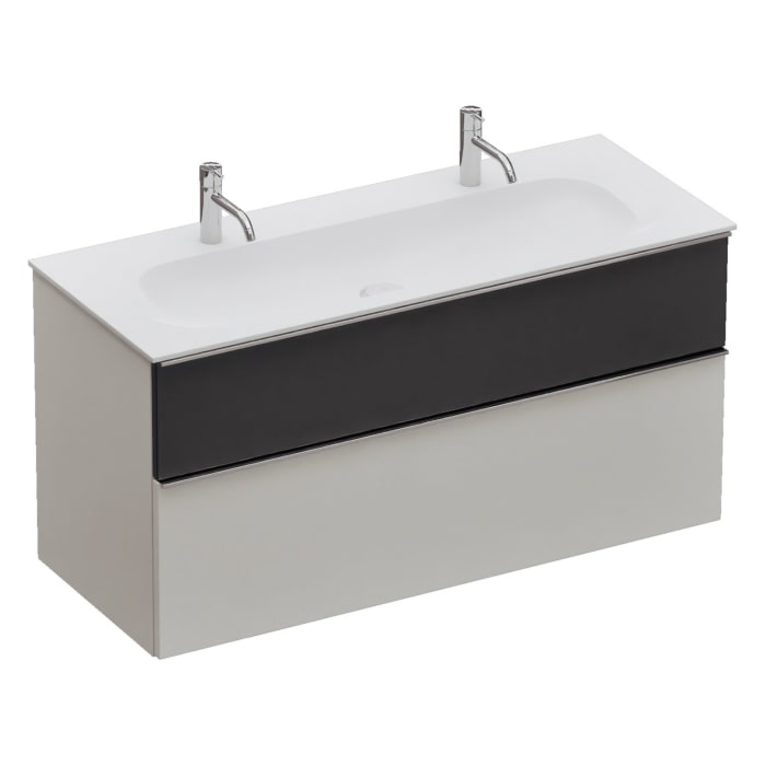 burgbad Fiumo 2.0 Mineralguss-Waschtisch mit Waschtischunterschrank 122 cm, mit Griff G0146