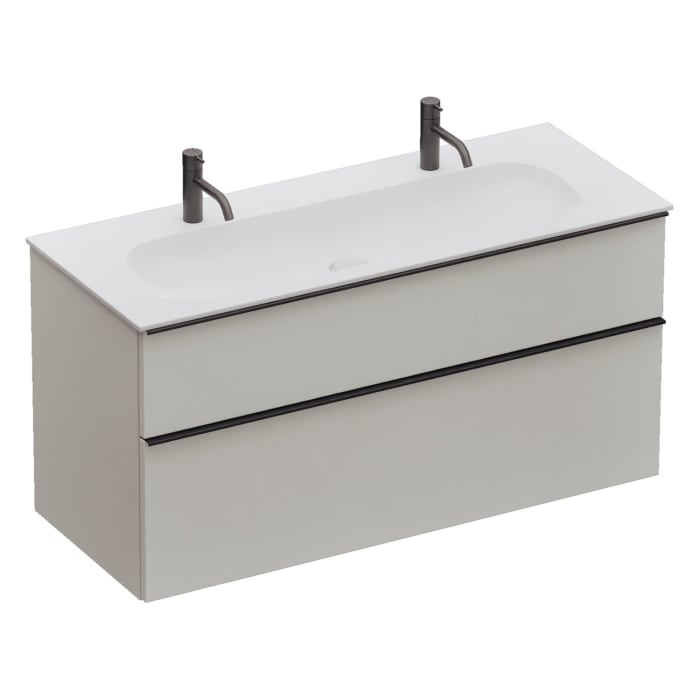 burgbad Fiumo 2.0 Mineralguss-Waschtisch mit Waschtischunterschrank 122 cm, mit Griff G0200