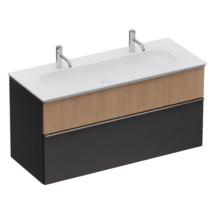 burgbad Fiumo 2.0 Mineralguss-Waschtisch mit Waschtischunterschrank 122 cm, mit Griff G0146