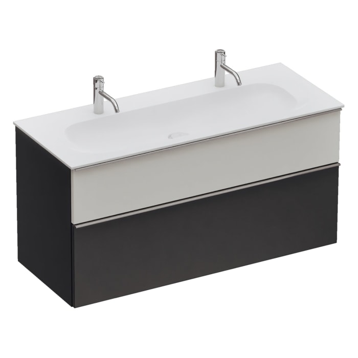 burgbad Fiumo 2.0 Mineralguss-Waschtisch mit Waschtischunterschrank 122 cm, mit Griff G0146