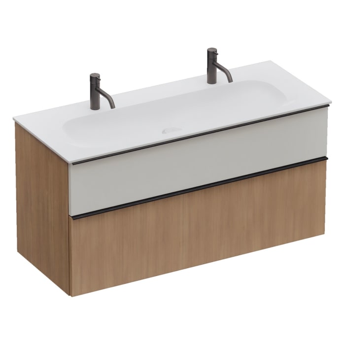 burgbad Fiumo 2.0 Mineralguss-Waschtisch mit Waschtischunterschrank 122 cm, mit Griff G0200