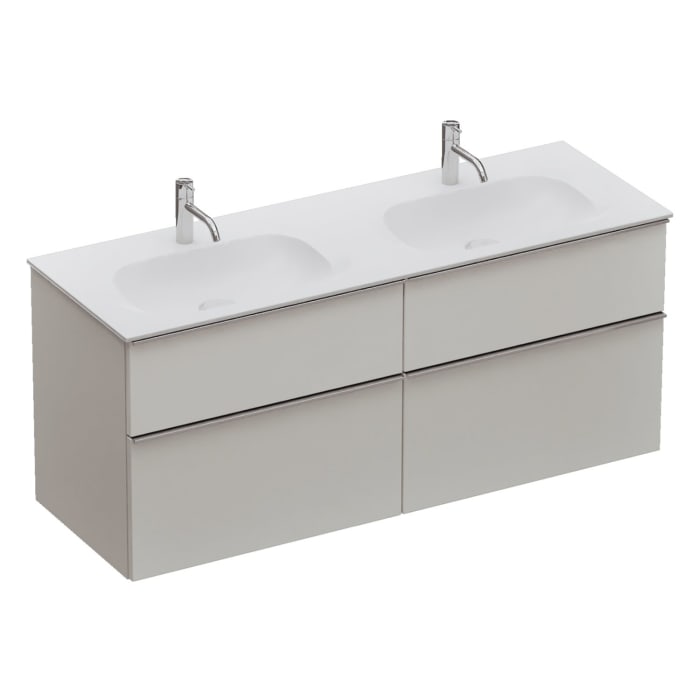 burgbad Fiumo 2.0 Mineralguss-Waschtisch mit Waschtischunterschrank 142 cm, mit Griff G0146