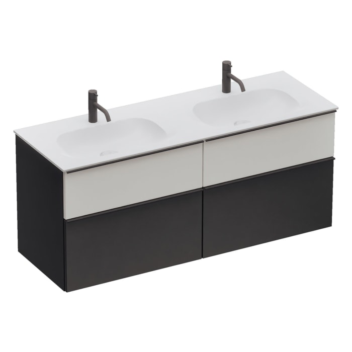 burgbad Fiumo 2.0 Mineralguss-Waschtisch mit Waschtischunterschrank 142 cm, mit Griff G0200