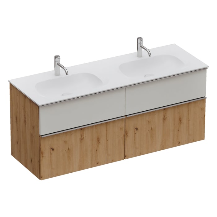 burgbad Fiumo 2.0 Mineralguss-Waschtisch mit Waschtischunterschrank 142 cm, mit Griff G0146