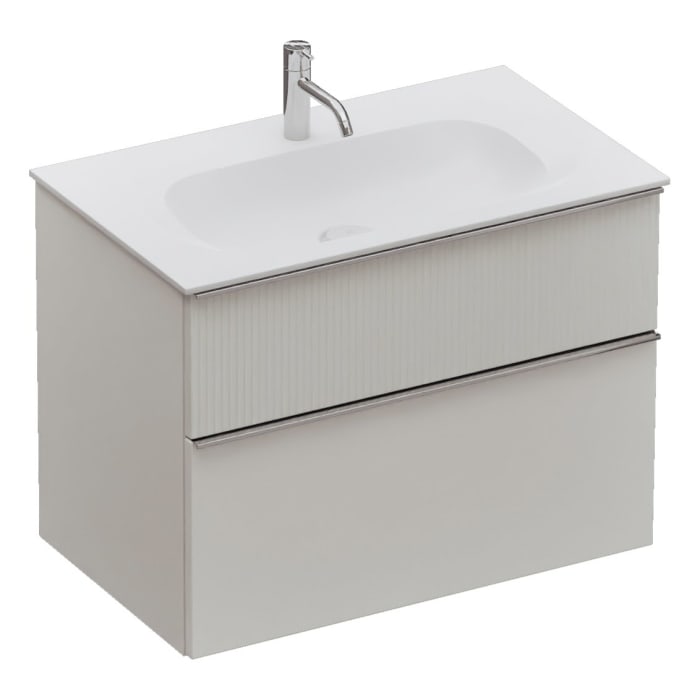 burgbad Fiumo 2.0 Mineralguss-Waschtisch mit Waschtischunterschrank 82 cm, mit Griff G0146