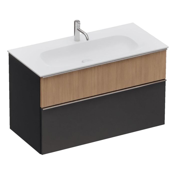 burgbad Fiumo 2.0 Mineralguss-Waschtisch mit Waschtischunterschrank 102 cm, mit Griff G0146