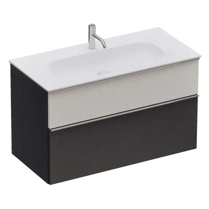 burgbad Fiumo 2.0 Mineralguss-Waschtisch mit Waschtischunterschrank 102 cm, mit Griff G0146