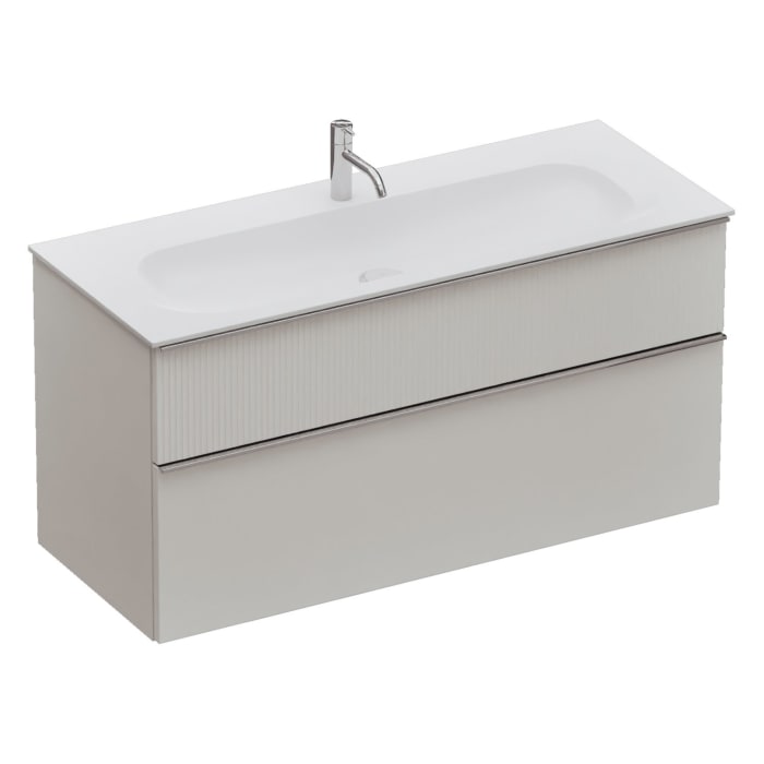 burgbad Fiumo 2.0 Mineralguss-Waschtisch mit Waschtischunterschrank 122 cm, mit Griff G0146