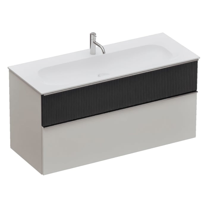 burgbad Fiumo 2.0 Mineralguss-Waschtisch mit Waschtischunterschrank 122 cm, mit Griff G0146