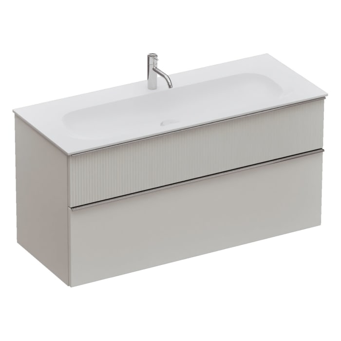 burgbad Fiumo 2.0 Mineralguss-Waschtisch mit Waschtischunterschrank 122 cm, mit Griff G0146