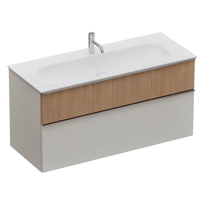 burgbad Fiumo 2.0 Mineralguss-Waschtisch mit Waschtischunterschrank 122 cm, mit Griff G0146