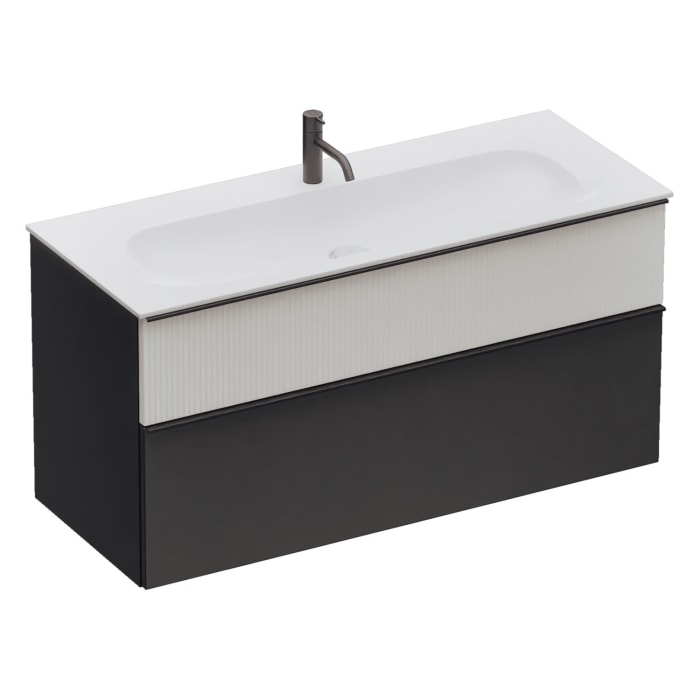 burgbad Fiumo 2.0 Mineralguss-Waschtisch mit Waschtischunterschrank 122 cm, mit Griff G0200