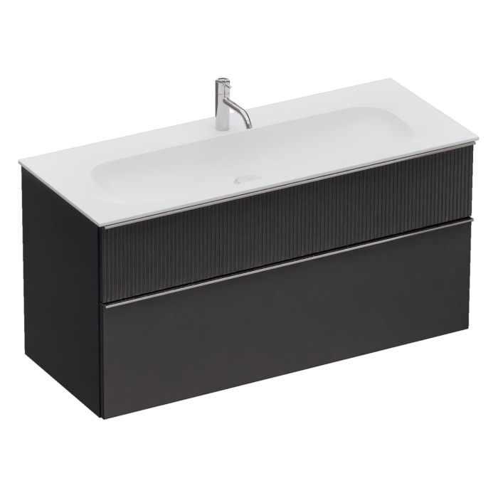 burgbad Fiumo 2.0 Mineralguss-Waschtisch mit Waschtischunterschrank 122 cm, mit Griff G0146