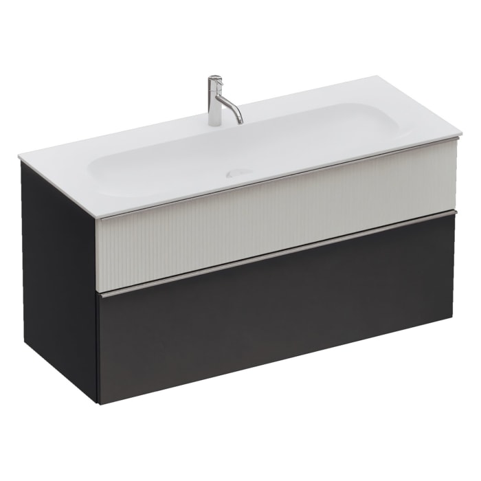 burgbad Fiumo 2.0 Mineralguss-Waschtisch mit Waschtischunterschrank 122 cm, mit Griff G0146