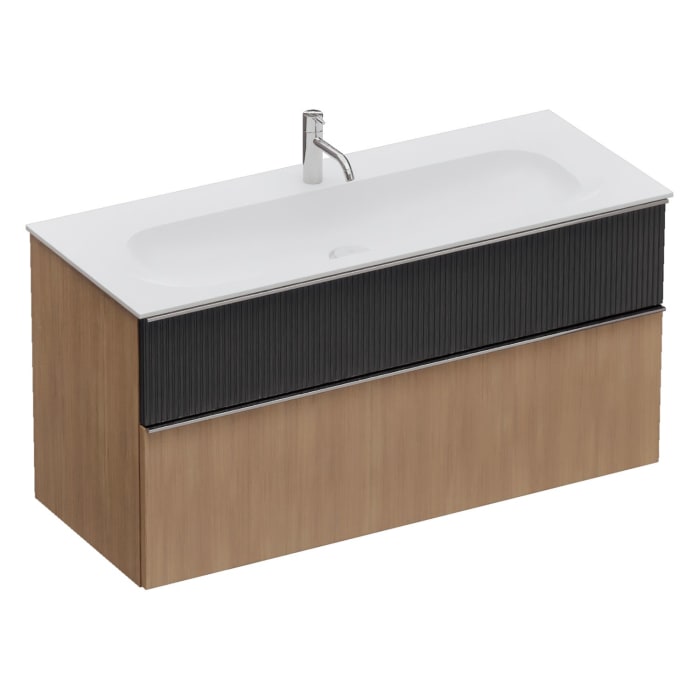 burgbad Fiumo 2.0 Mineralguss-Waschtisch mit Waschtischunterschrank 122 cm, mit Griff G0146