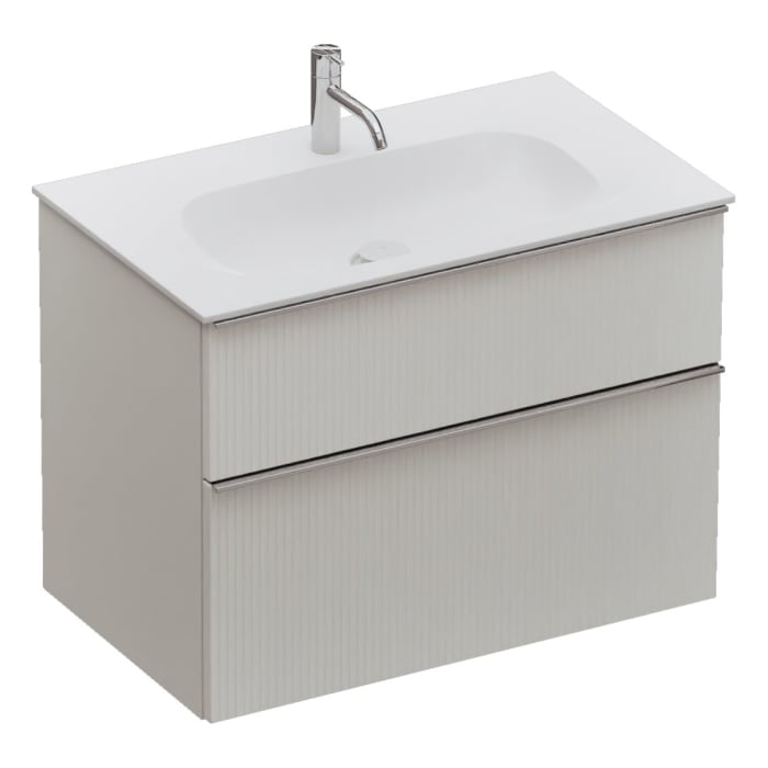 burgbad Fiumo 2.0 Mineralguss-Waschtisch mit Waschtischunterschrank 82 cm, mit Griff G0146